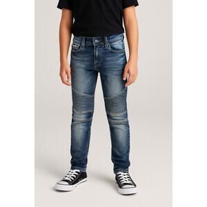 X-Ray Jeans Boys Size 12 Biker Moto Distressed Slim Fit Denim Pants – Blue Wash
